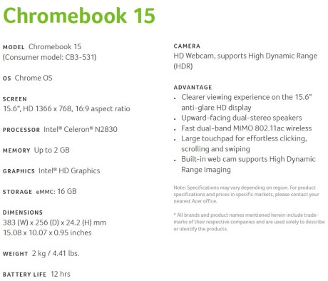 chromebook 15 specs