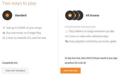 google music standard eller all access