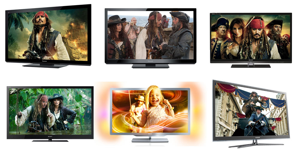 6 stora 3D TV-apparater