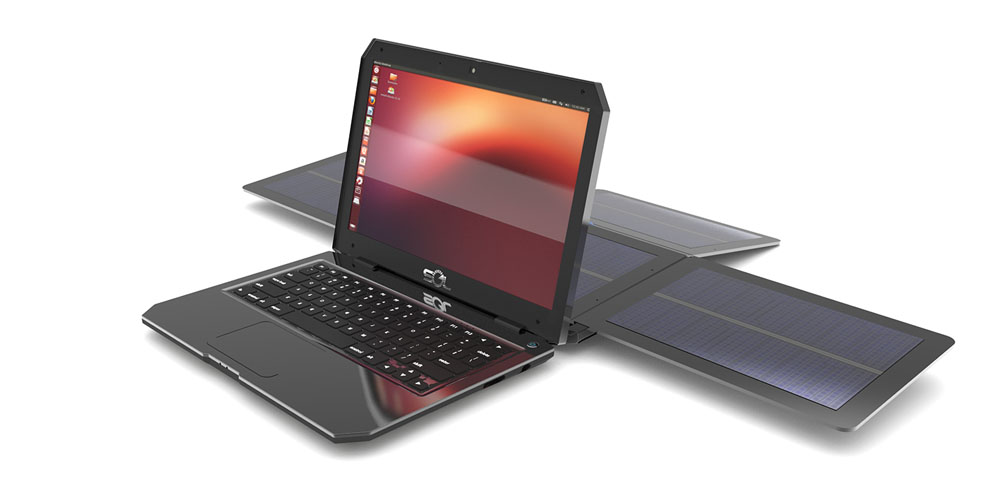 Den här laptopen går på solceller