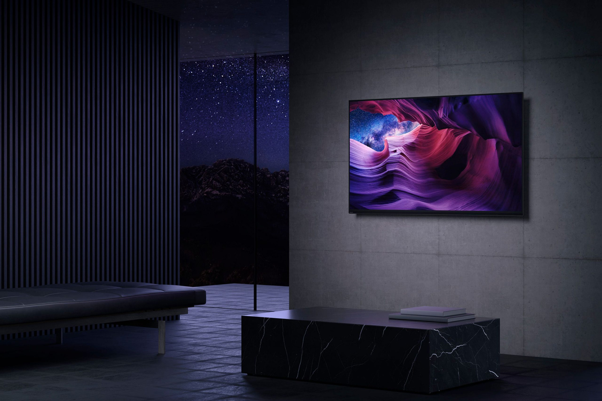 Sony KD 48Α9 on wall