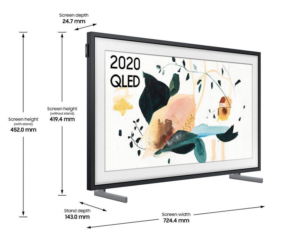 Samsung The Frame 32 measurements e1611938943932