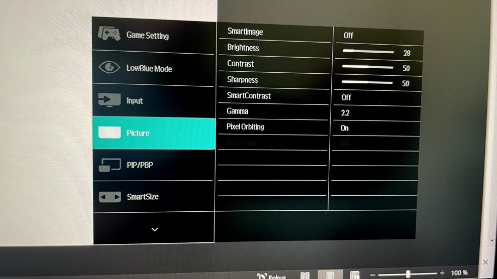 Philips 288E2A menu