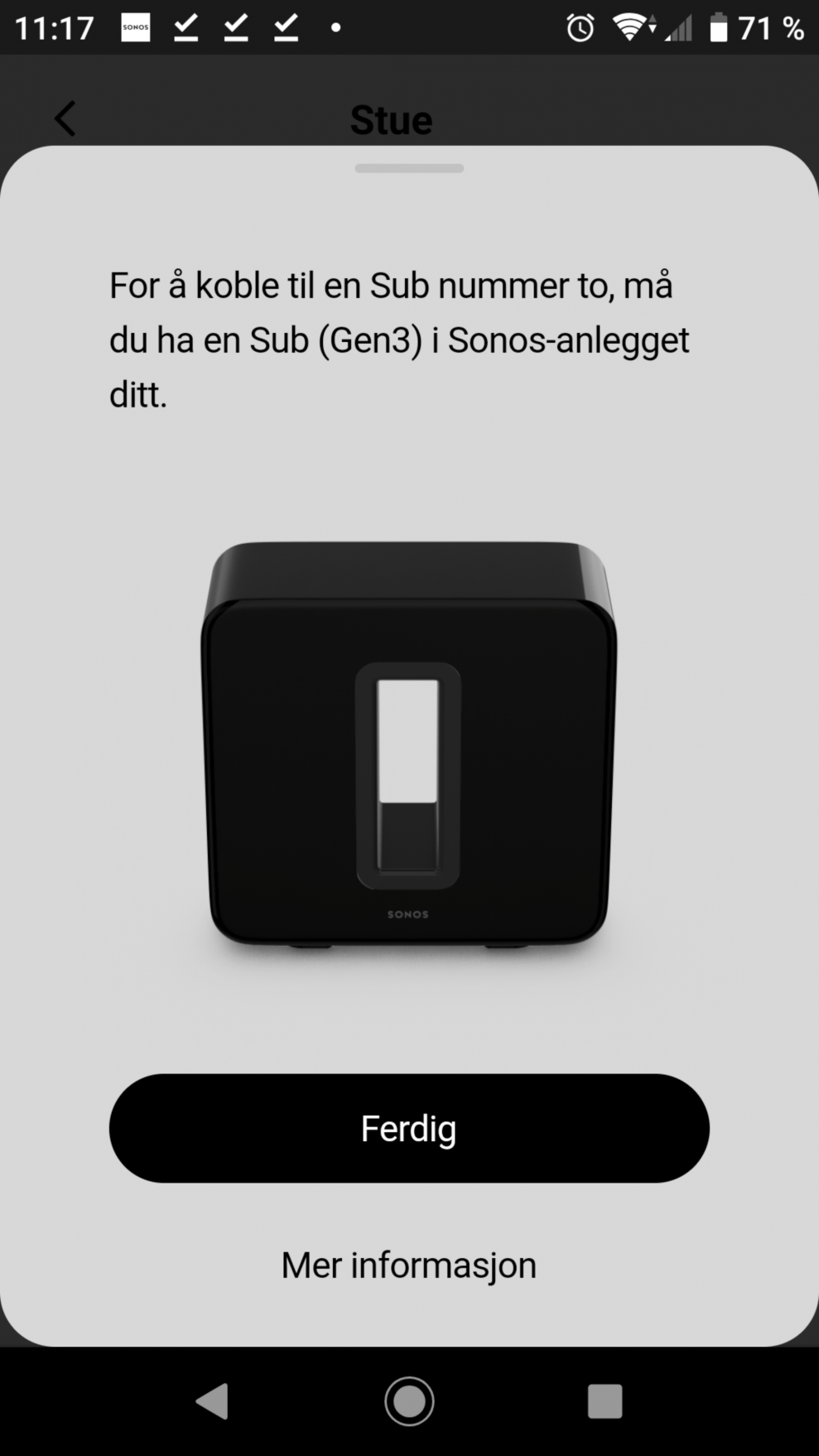 Sonos Sub setup 1