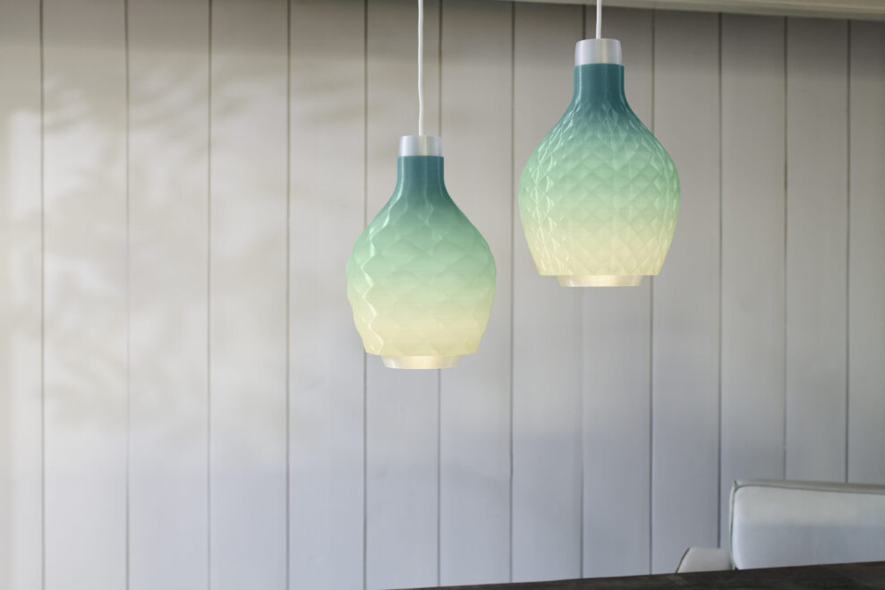 3D printed lamp made from 100� fishnet scaled 1