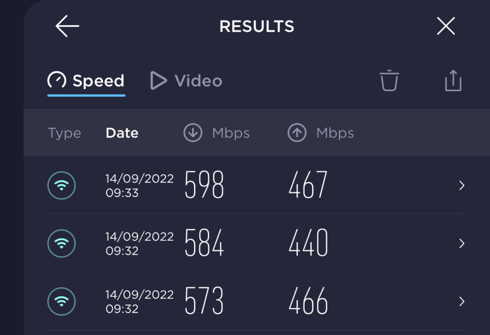 Huawei Mesh 7 - speedtest - router ground floor - smartphone 1st floor