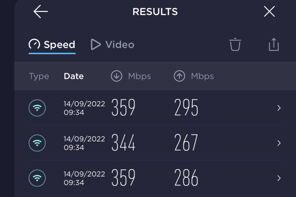 Huawei Mesh 7 - speedtest - router ground floor - smartphone 2nd floor