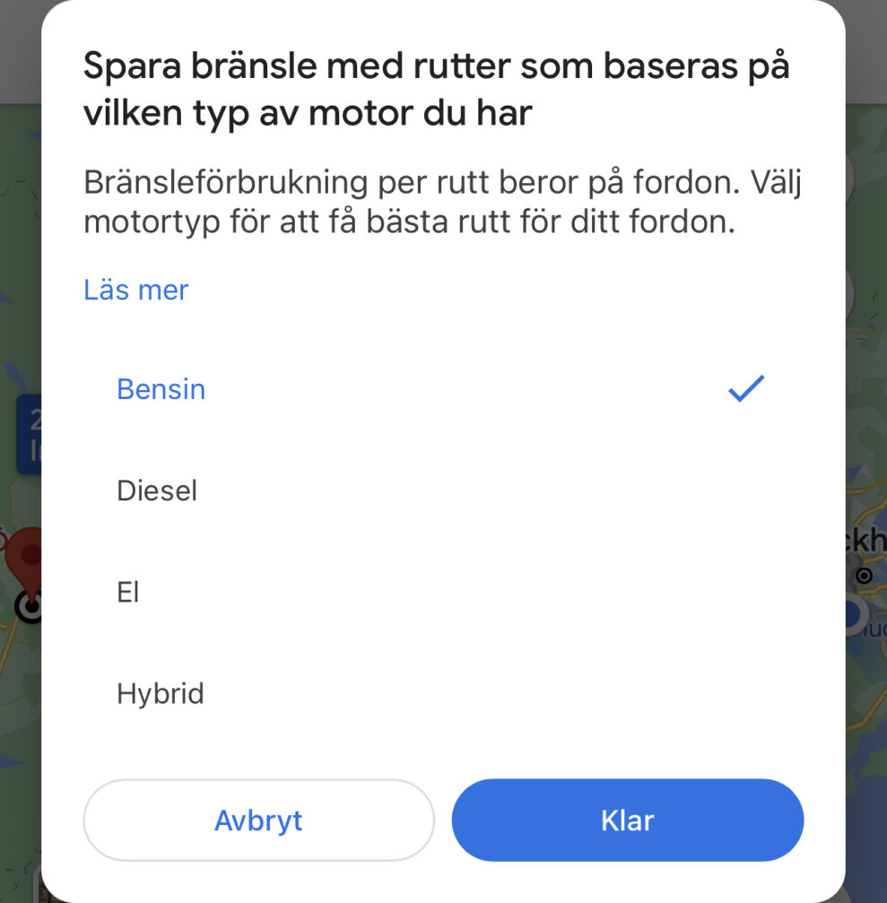 google maps green bränsle