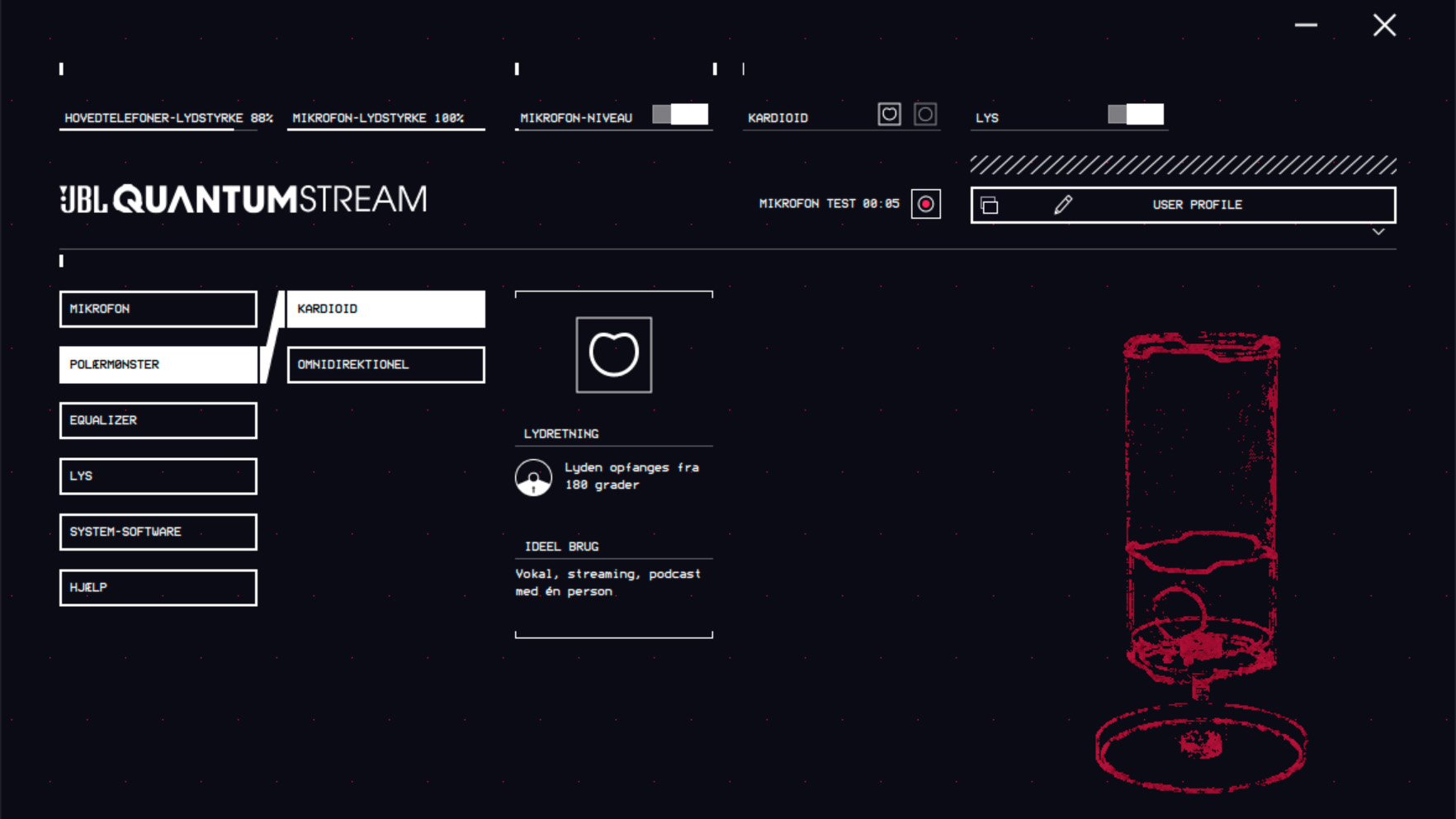 JBL Quantum Stream 2 brugerflade
