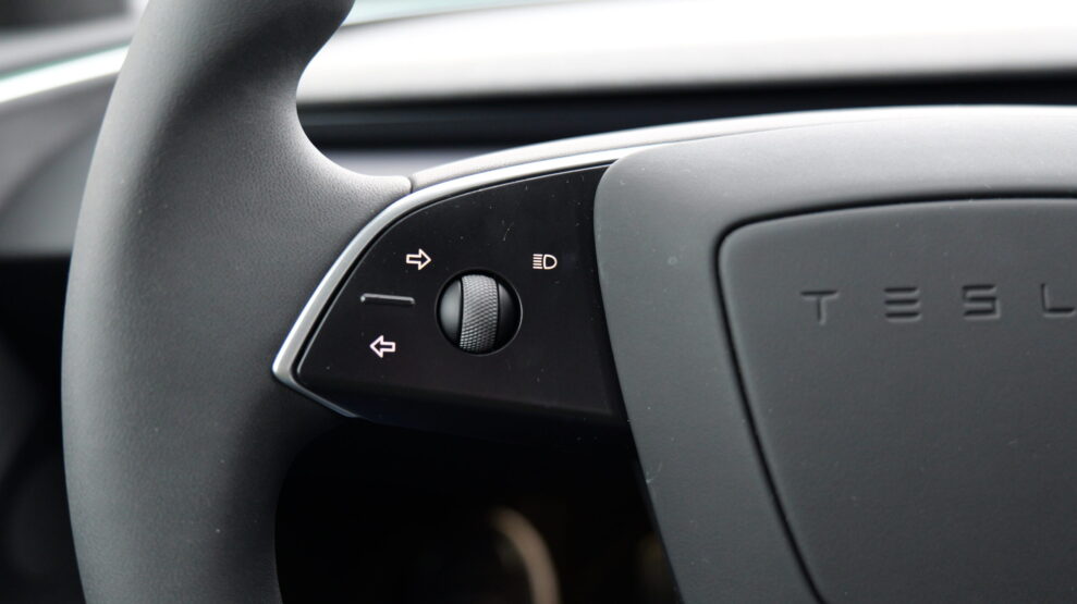 Tesla Model 3 steering wheel buttons left