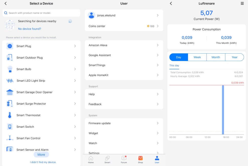 Meross Smart Wifi Plug MSS315 3 Meross app