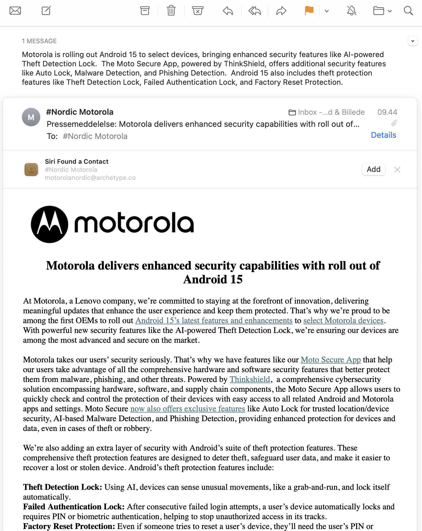 Apple MacBook Pro 14" M4 (2024) 3 Mail summary