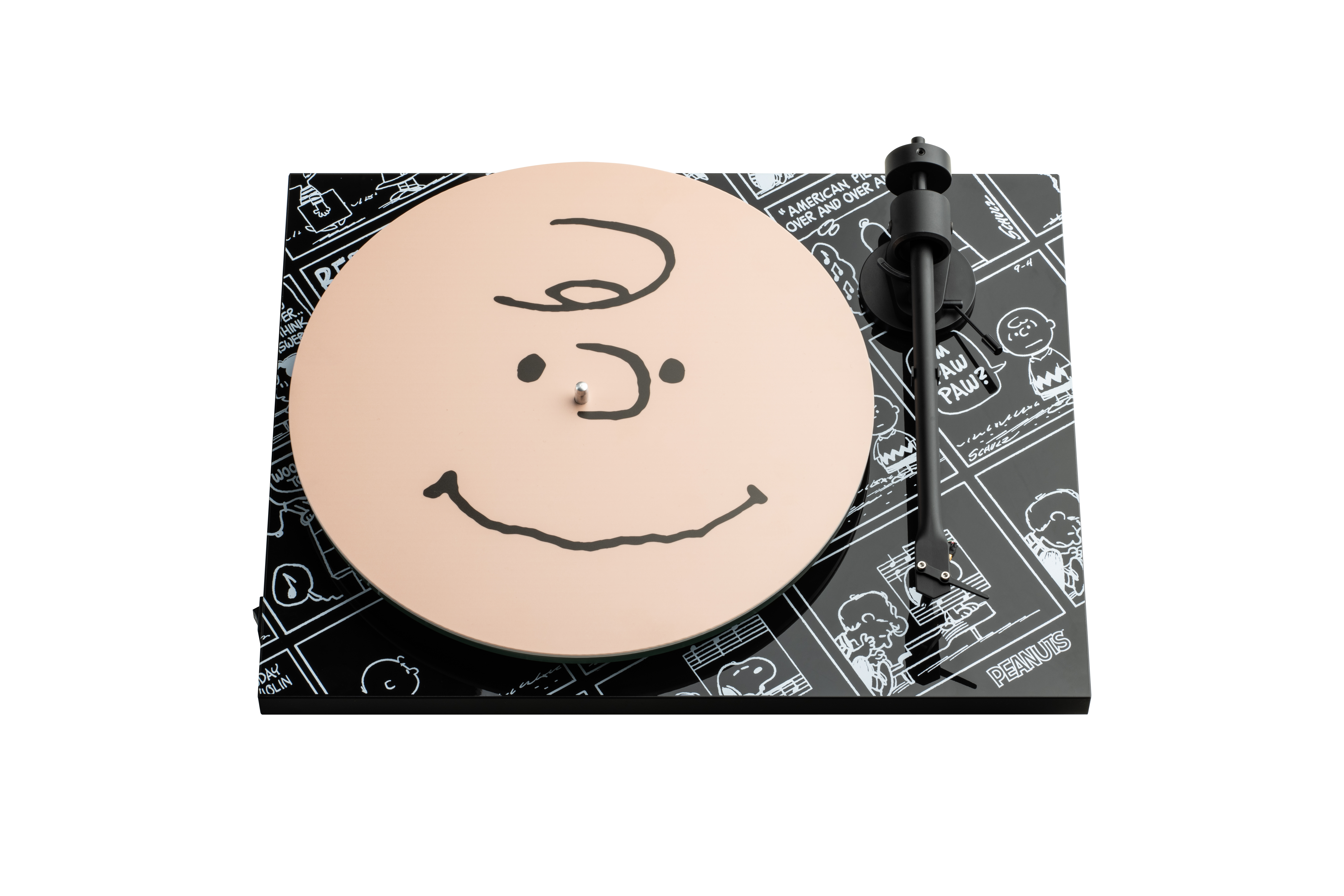 Peanuts Turntable Charlie Brown Top Plate Top View White