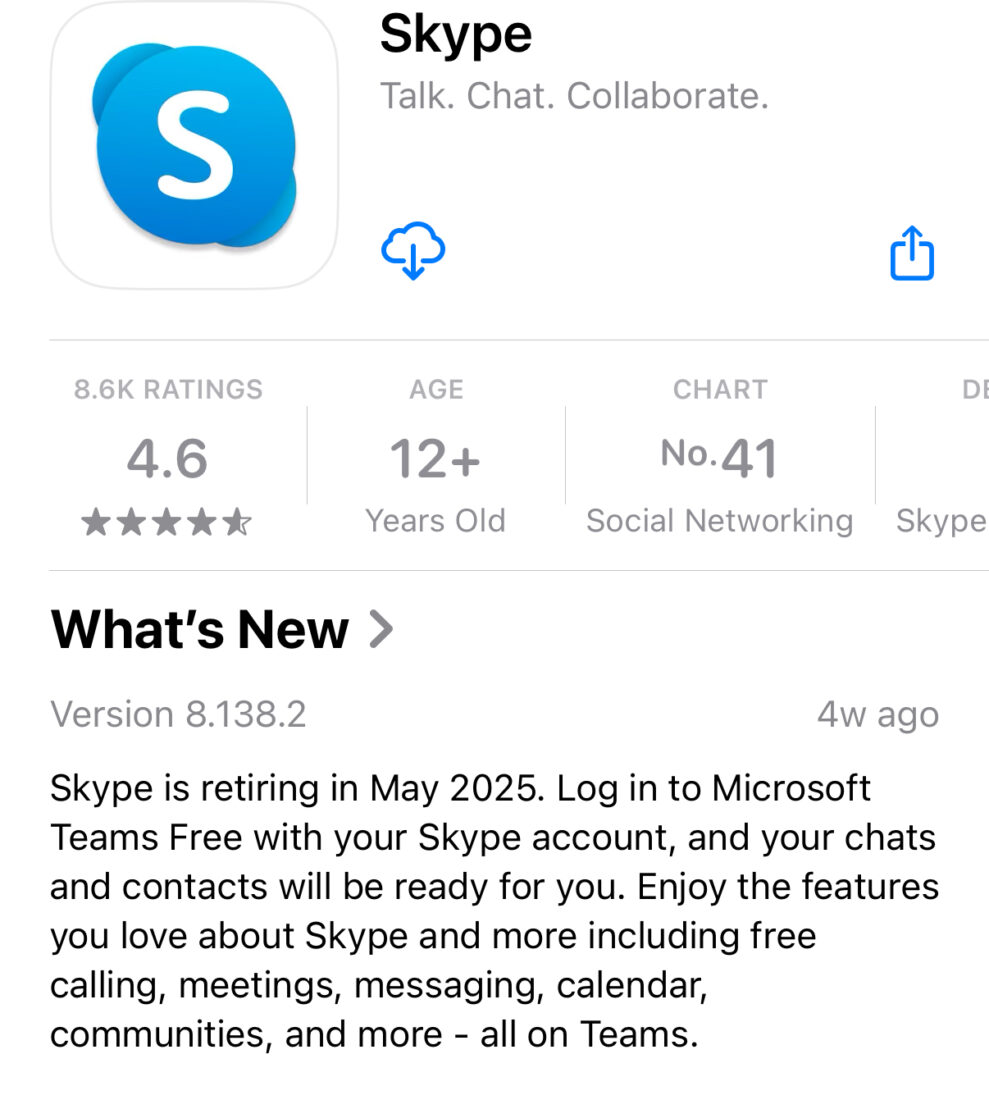 Nu stängs legendariska Skype ner 1 skype app