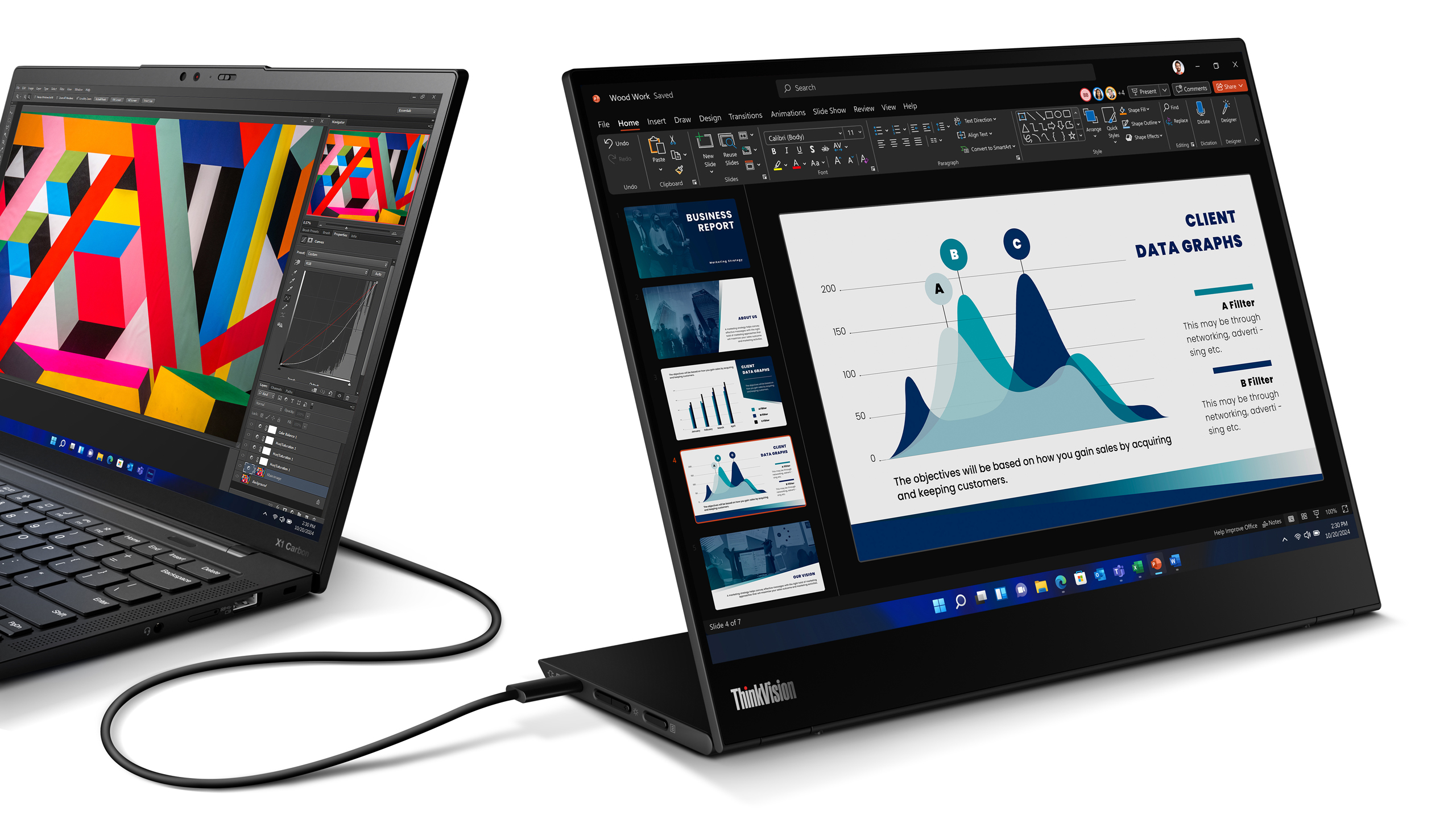 Lenovo ThinkVision M14t Gen2 LCD Monitor (D241QX0) 1 ThinkVision M14t Gen 2 Conected with Laptop