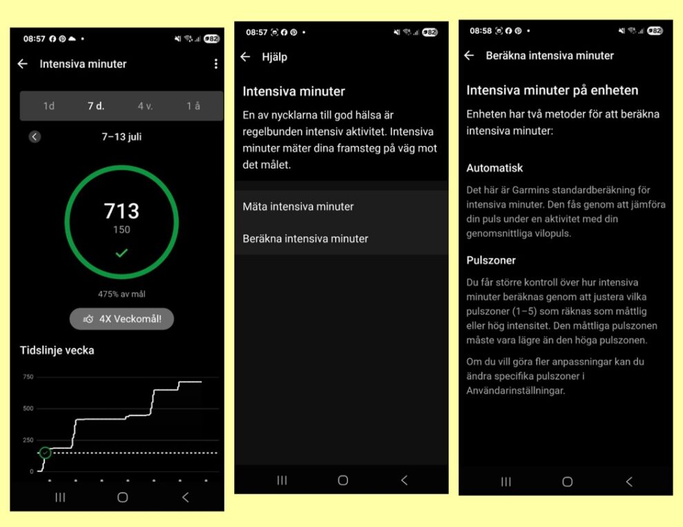 Garmin Vivoactive 6 Intensiva minuter