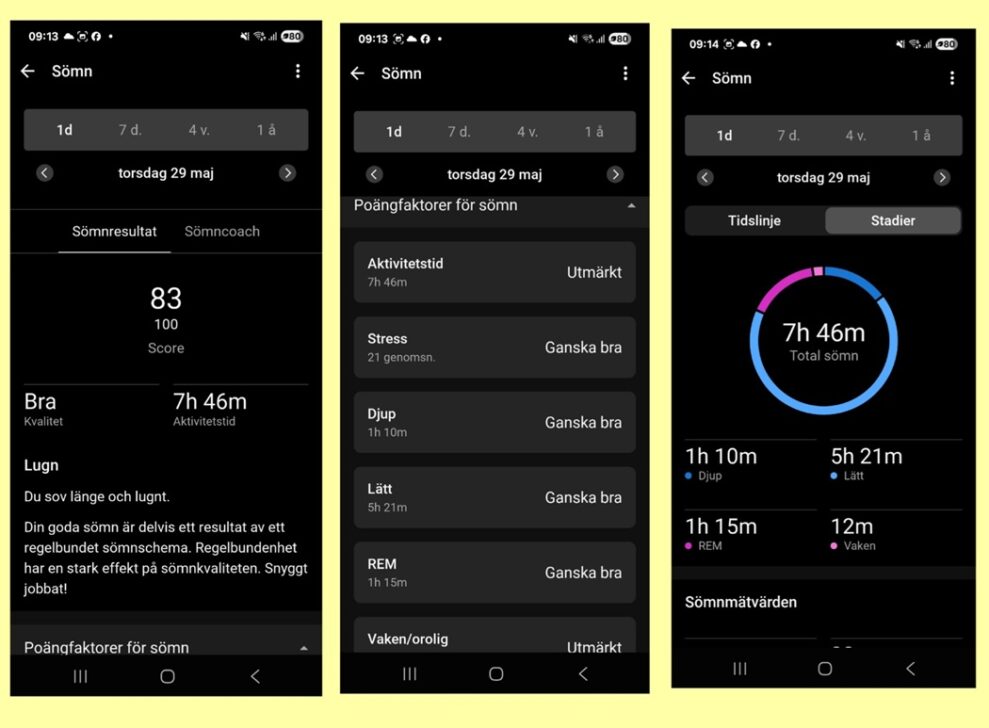 Garmin Vivoactive somn app