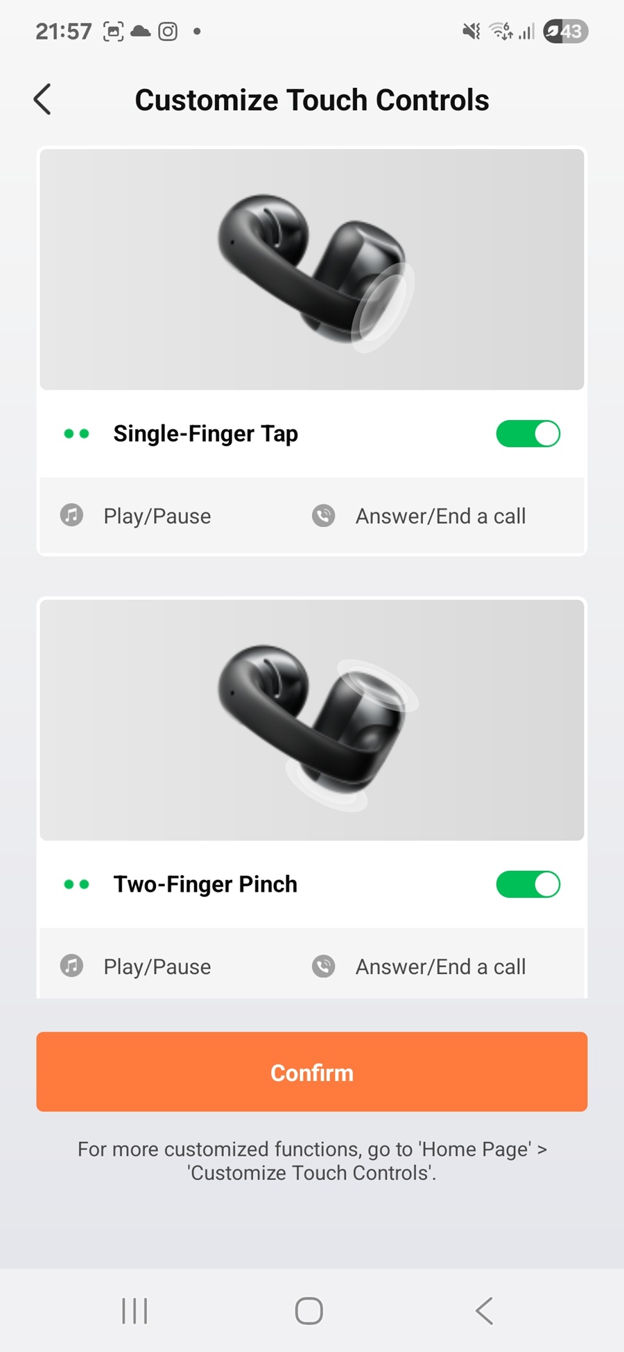 Shokz OpenDots Shokz gest styrning