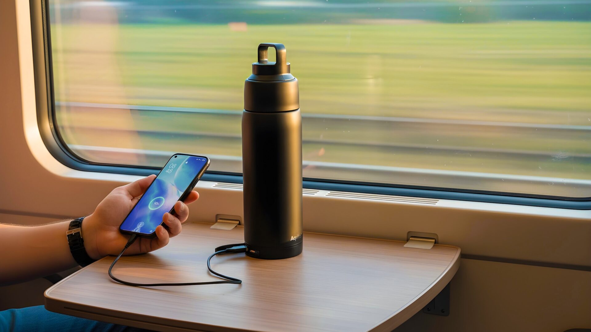 Törstig och slut på batteri? Ladda mobilen med Aqiila Powerbottle