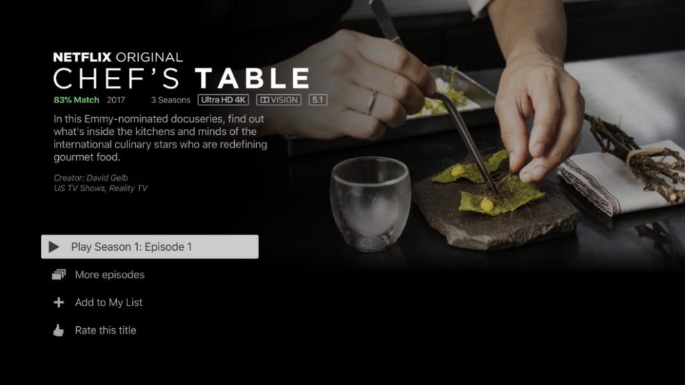 Netflix 4K HDR Chefs Table