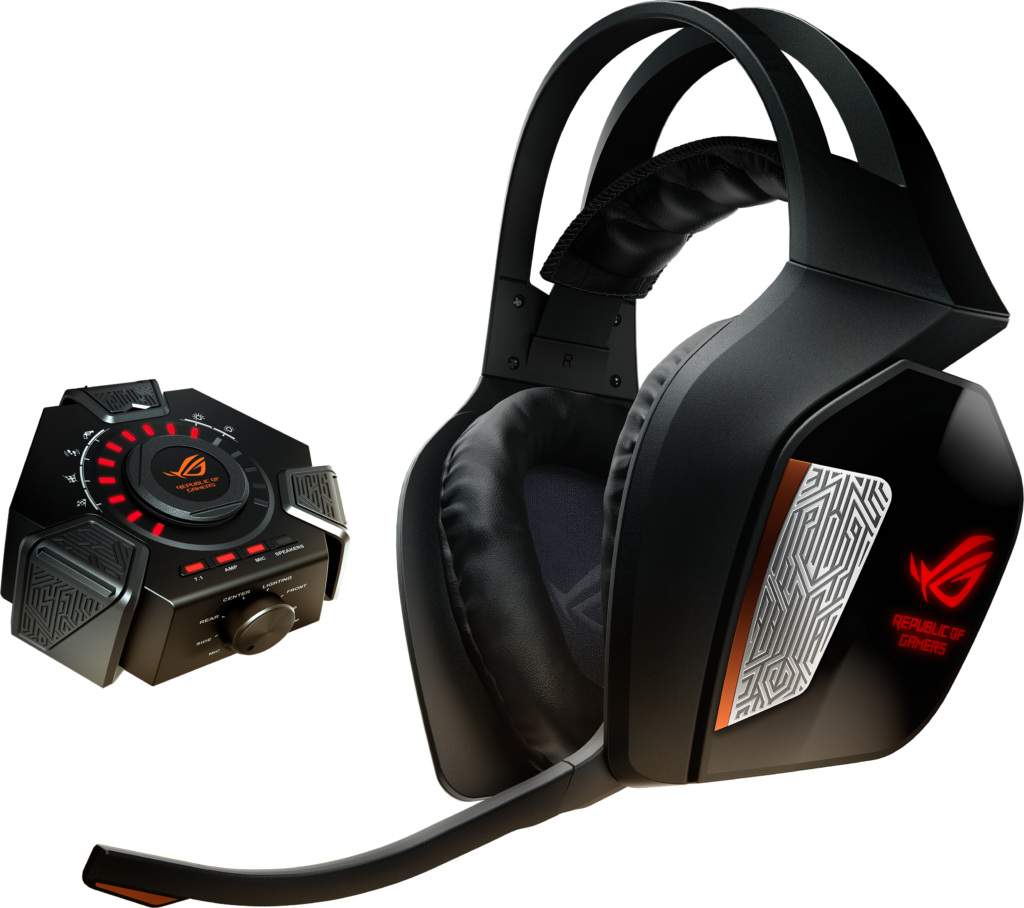 ROG Centurion True 7.1 surround gaming headset headphone and control box 16921
