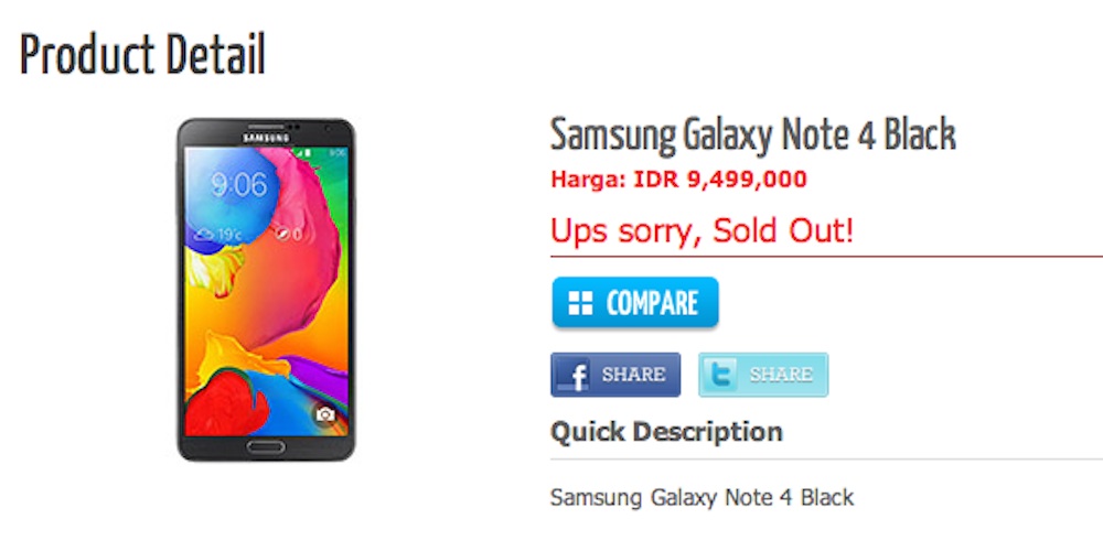 Samsung Galaxy Note 4-specifikationer läckta