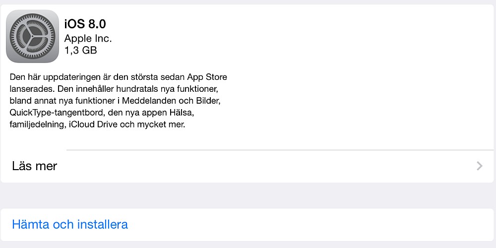 Nu finns iOS 8 att hämta